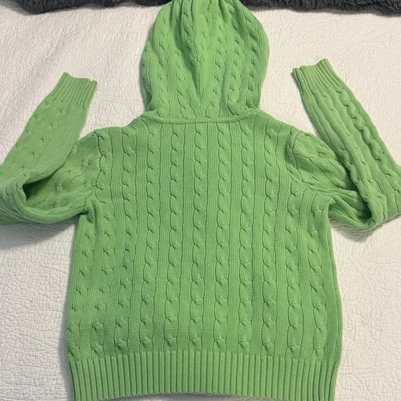 Ralph Lauren Green Cable-Knit Zip Hoodie - Picture 4 of 4